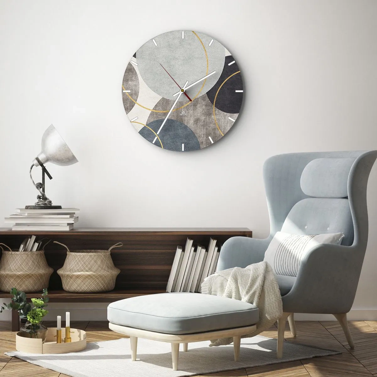 Horloge murale - Pendule murale - Une composition élégante de cercles et d'arcs aux couleurs sobres. - 30x30cm - Cercles sur cercles - Décoration murale moderne pour le salon, la cuisine et la chambre ARTTOR