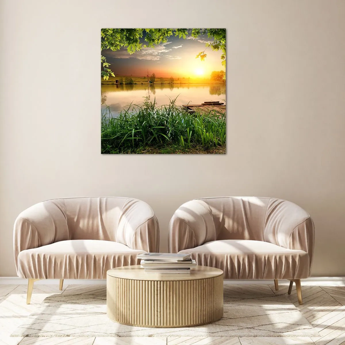 Impression sur verre - Image sur verre - Paysage dans un cadre verdoyant - 50x50 cm