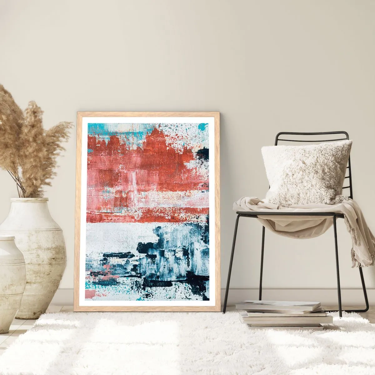 Affiche dans un chêne clair - Poster - Moitié-moitié abstrait - 50x70 cm