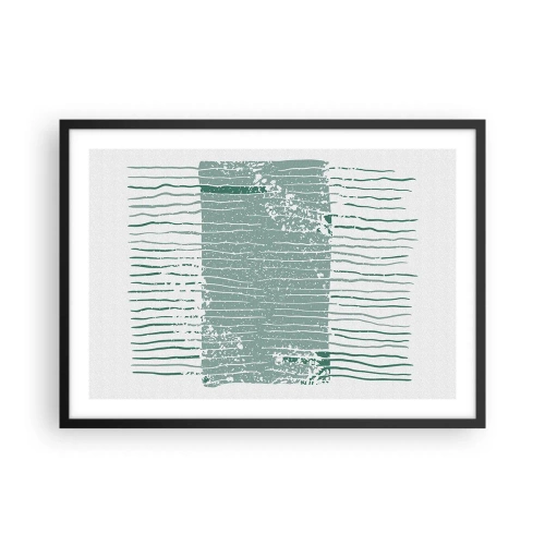 Affiche dans un cadre noir - Poster - Motif géométrique dans les tons vert mer et blanc - 70x50cm - Abstraction de la mer - Décoration murale moderne pour le salon et la chambre ARTTOR