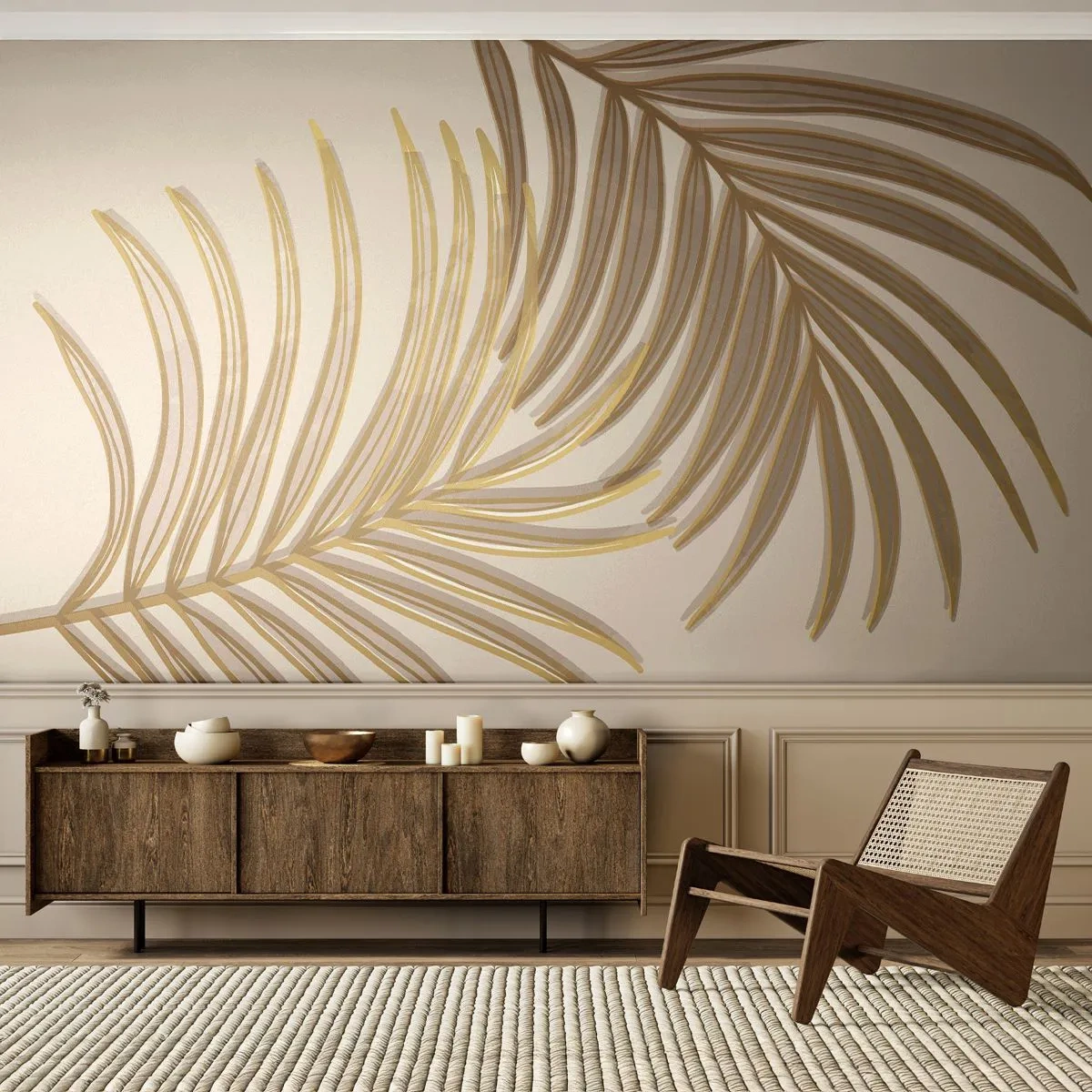 Papier Peint Autocollant Deluxe Sticker - Palme d'or! - Abstraction, Feuille de palmier, Graphique - 100x70 cm