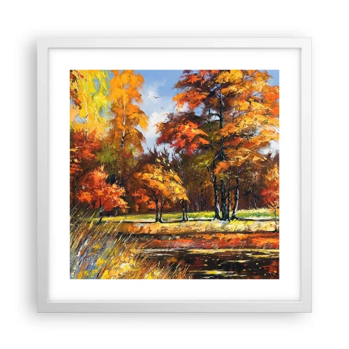 Affiche dans un cadre blanc - Poster - Paysage en or et bronze - 40x40 cm