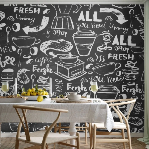 Papier Peint Autocollant Deluxe Sticker - Tout ce dont tu as besoin c'est… - La gastronomie, Mural, Graffiti - 200x140 cm