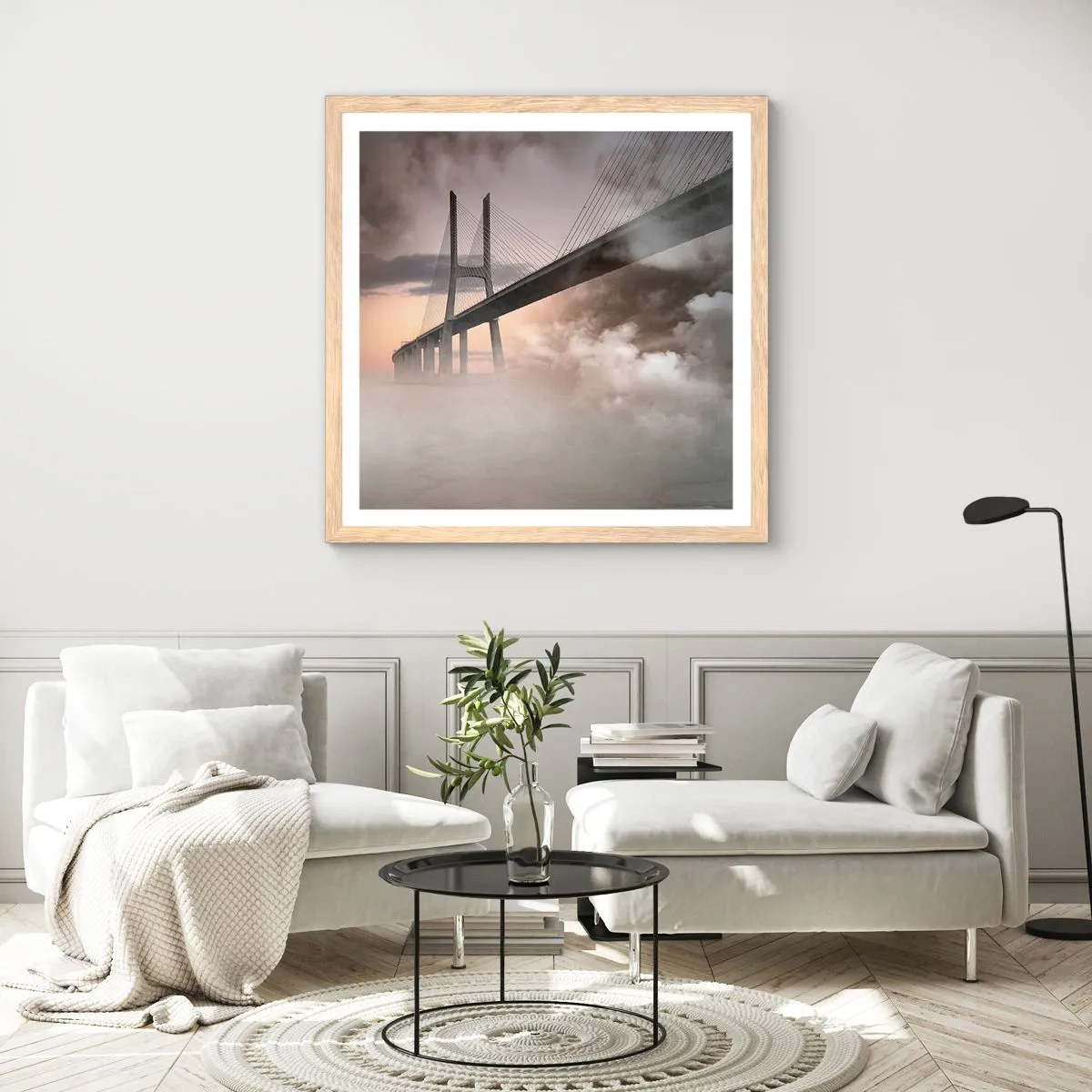 Affiche dans un chêne clair - Poster - Sur la rivière qui n'existe pas - 60x60 cm