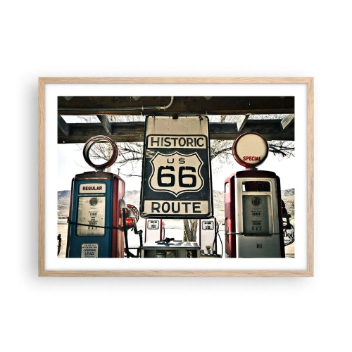 Affiche dans un chêne clair - Poster - Voyage rétro américain - 70x50 cm
