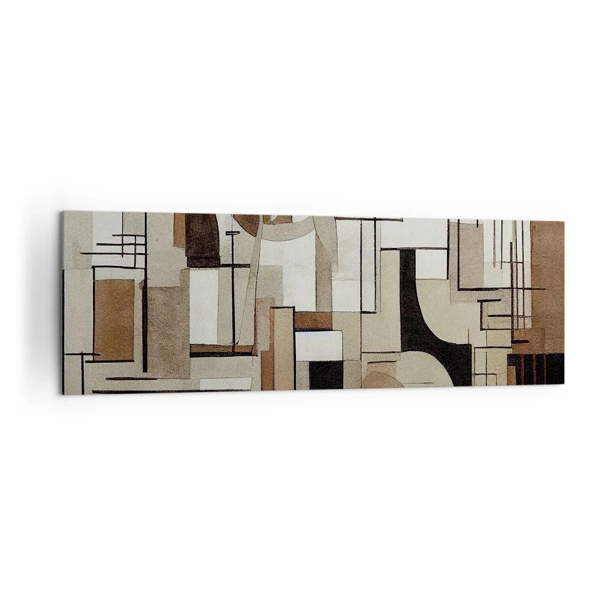 Impression sur toile - Image sur toile - Abstraction architecturale en beige et marron - 160x50cm - Paysage urbain 2.0 - Décoration murale moderne pour le salon et la chambre ARTTOR