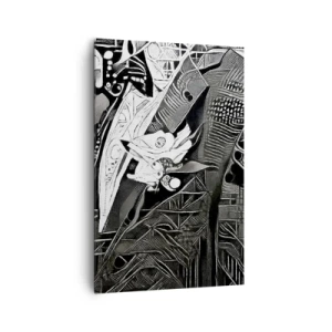 Impression sur toile - Image sur toile - Abstraction élégante d'un homme en costume en noir et blanc - 80x120cm - Seulement en apparence un homme froid - Décoration murale moderne pour le salon et la chambre ARTTOR