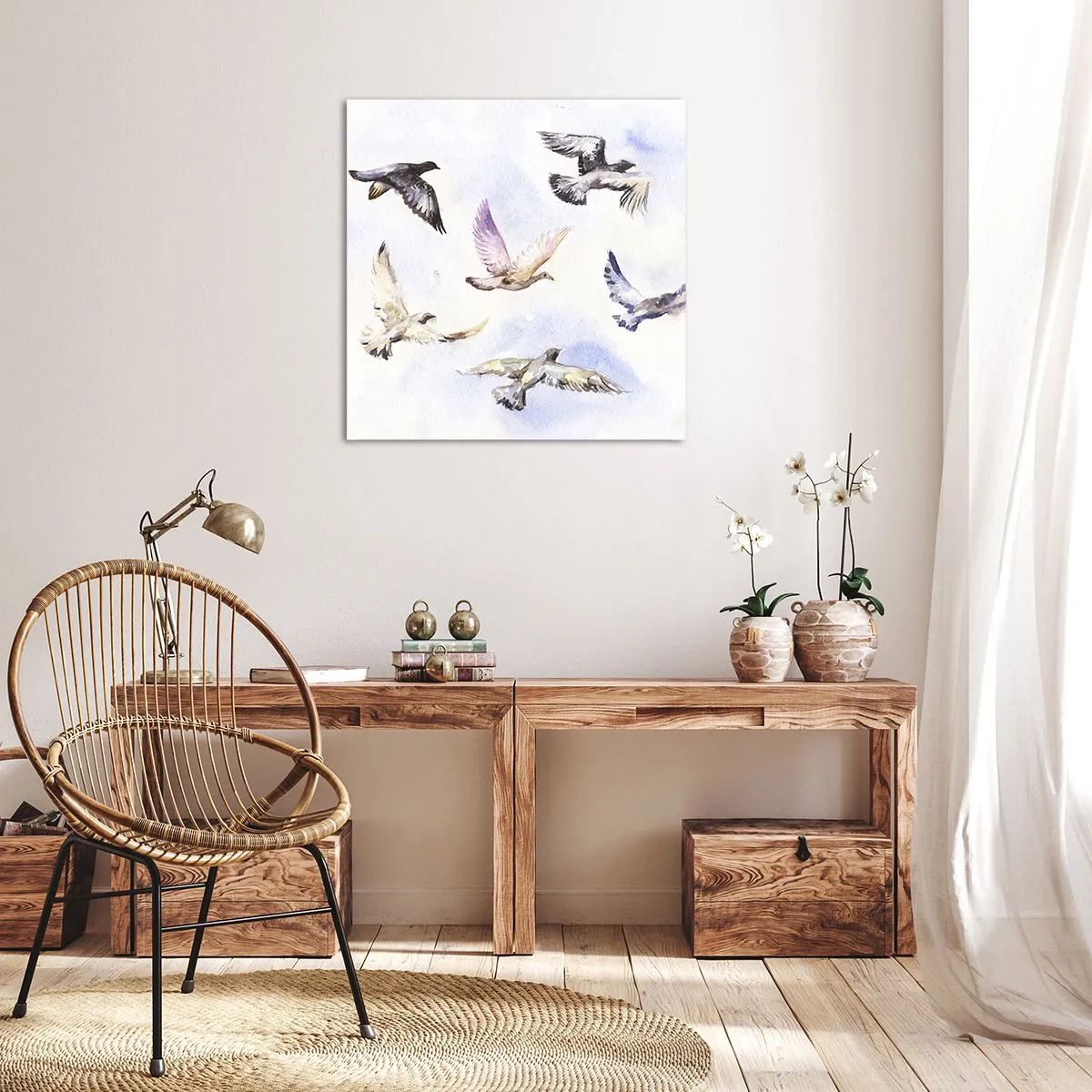 Impression sur toile - Image sur toile - Liberté en gris et bleu - 40x40 cm