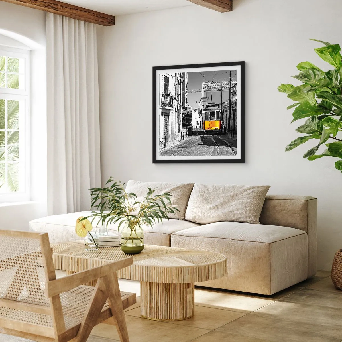 Affiche dans un cadre noir - Poster - L'âme de Lisbonne - 40x40 cm