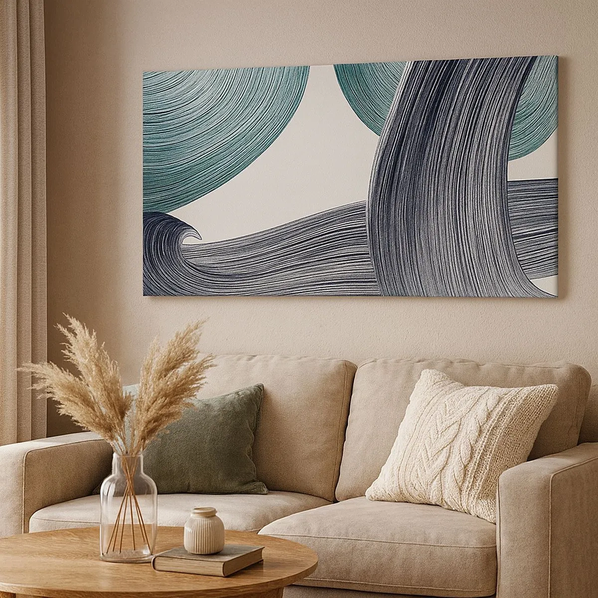 Impression sur toile - Image sur toile - Sentiers émeraude et noirs - 100x40 cm