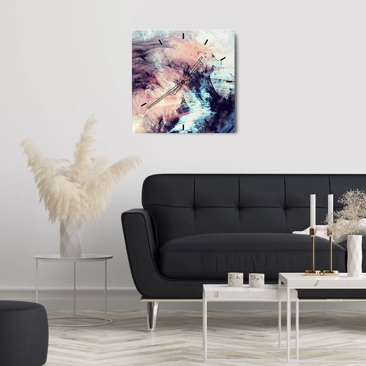 Horloge murale - Pendule murale - Composition abstraite aux tons pastel et sombres - 30x30cm - Sentir le vent - Décoration murale moderne pour le salon et la chambre ARTTOR
