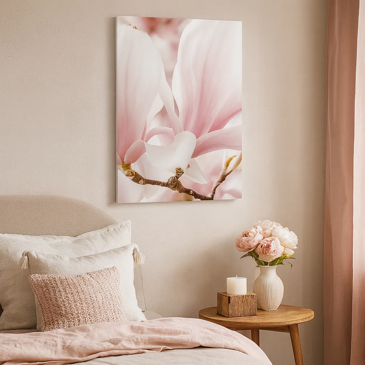 Impression sur toile - Image sur toile - Fleurs de magnolia délicates aux tons pastel - 50x70cm - Abondance de tendresse - Décoration murale moderne pour le salon et la chambre ARTTOR