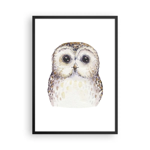 Affiche dans un cadre noir - Poster - Un charmant portrait à l'aquarelle d'un hibou - 50x70cm - Regarde-moi dans les yeux - Décoration murale moderne pour le salon et la chambre ARTTOR