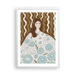 Affiche dans un cadre blanc - Poster - Portrait en robe fleurie - 50x70 cm
