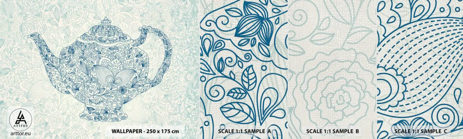 Échantillon de Papier Peint Premium Canvas - Le charme du thé - Lanceur, Thé, Cuisine - 100x30 cm