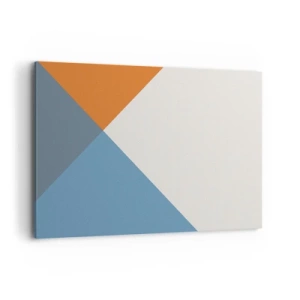 Impression sur toile - Image sur toile - Triangles géométriques dans les tons de bleu et d'orange - 120x80cm - Sous cette angle.... - Décoration murale moderne pour le salon et la chambre ARTTOR