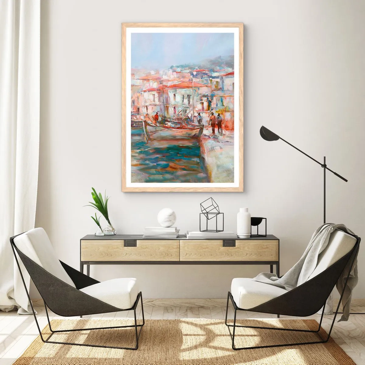 Affiche dans un chêne clair - Poster - Vacances pastelles - 40x50 cm