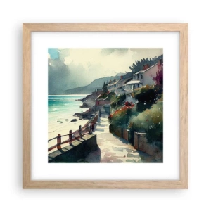 Affiche dans un chêne clair - Poster - Ville méditerranéenne - 30x30 cm