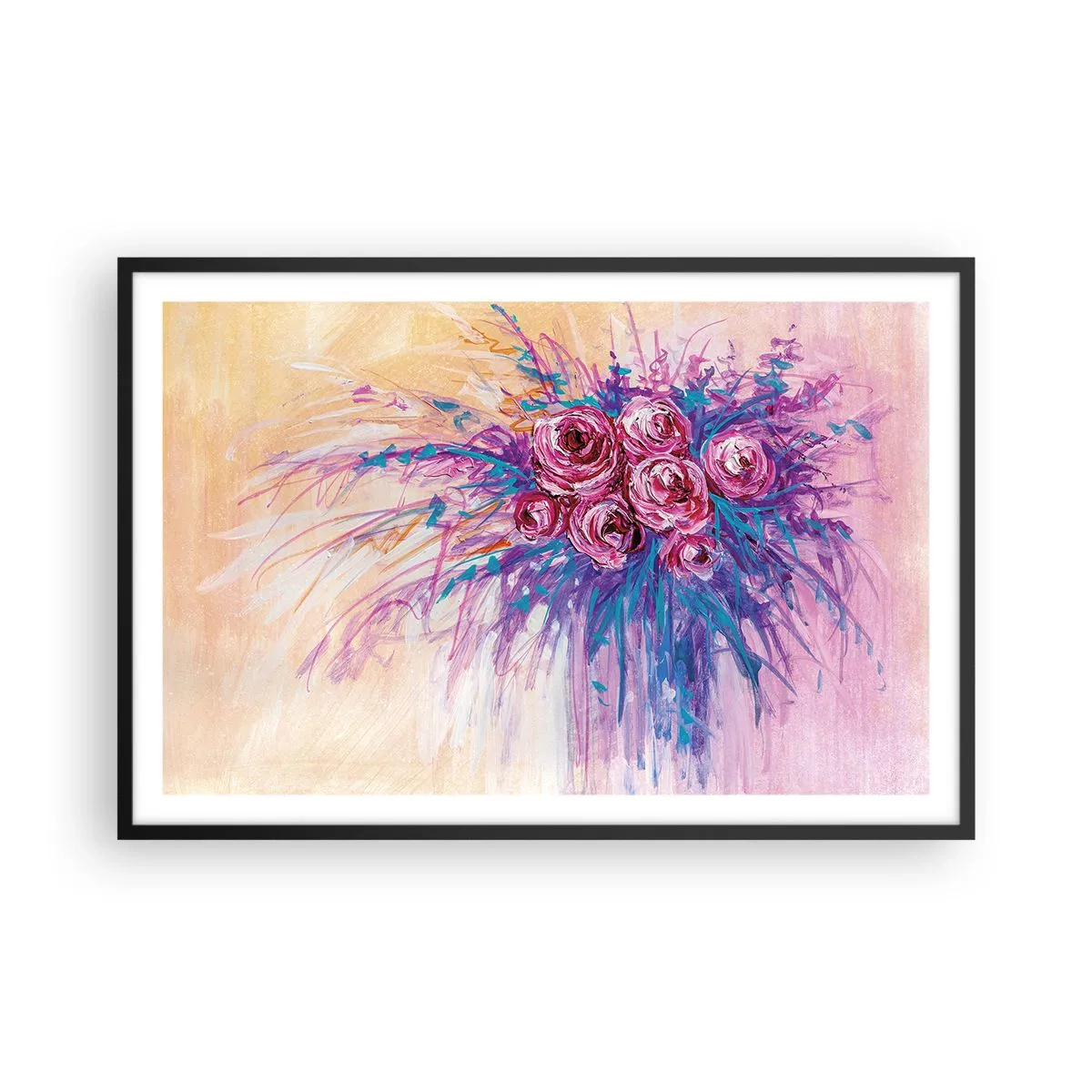 Affiche dans un cadre noir - Poster - Fontaine aux roses - 91x61 cm
