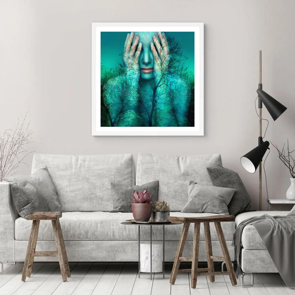 Affiche dans un cadre blanc - Poster - immergé dans l'azur - 30x30 cm