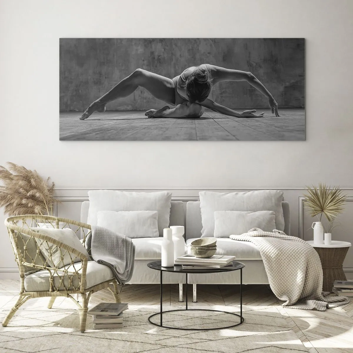 Impression sur verre - Image sur verre - Une danseuse dans une pose artistique - 120x50cm - Symétrie trouvée - Décoration murale moderne pour le salon et la chambre ARTTOR