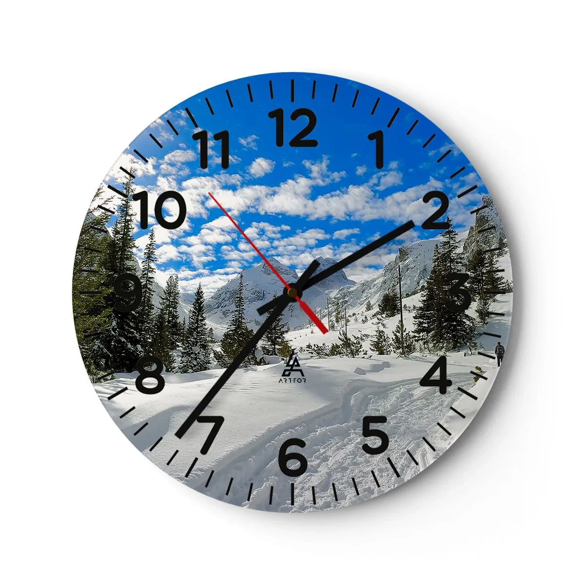 Horloge murale - Pendule murale - Dans la neige et au soleil - 30x30 cm