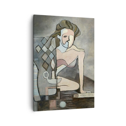 Impression sur toile - Image sur toile - Figures abstraites dans une composition symbolique avec une signification profonde - 50x70cm - Mosaïque d'esprit et de matière - Décoration murale moderne pour le salon et la chambre ARTTOR