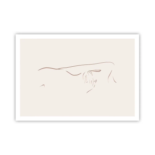 Affiche - Poster - Un dessin au trait subtil d'une silhouette sur un fond clair - 100x70cm - La forme du désir - Décoration murale moderne pour le salon et la chambre ARTTOR