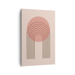 Impression sur toile - Image sur toile - Motif abstrait avec cercle et lignes roses - 80x120cm - Attraction irrésistible - Décoration murale moderne pour le salon et la chambre ARTTOR