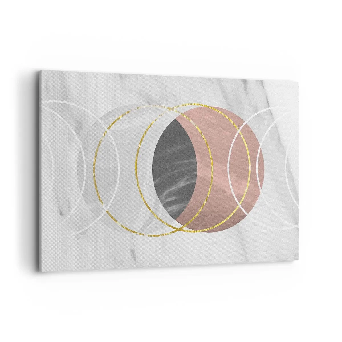 Impression sur toile - Image sur toile - Composition géométrique abstraite avec des cercles et des détails métalliques - 120x80cm - Musique des sphères - Décoration murale moderne pour le salon et la chambre ARTTOR