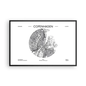 Affiche dans un cadre noir - Poster - Anatomie de Copenhague - 91x61 cm