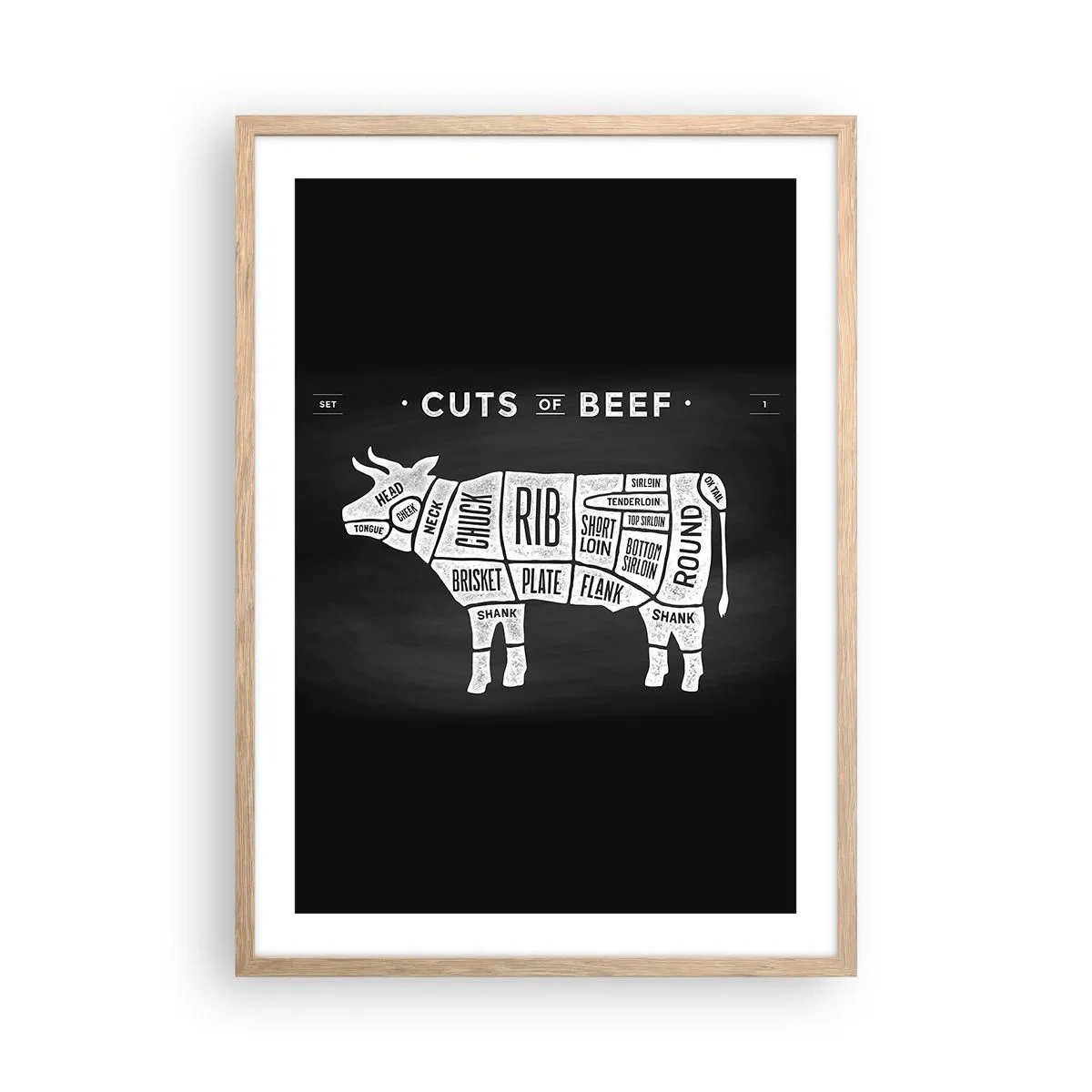 Affiche dans un chêne clair - Poster - L'art de la découpe - 50x70 cm
