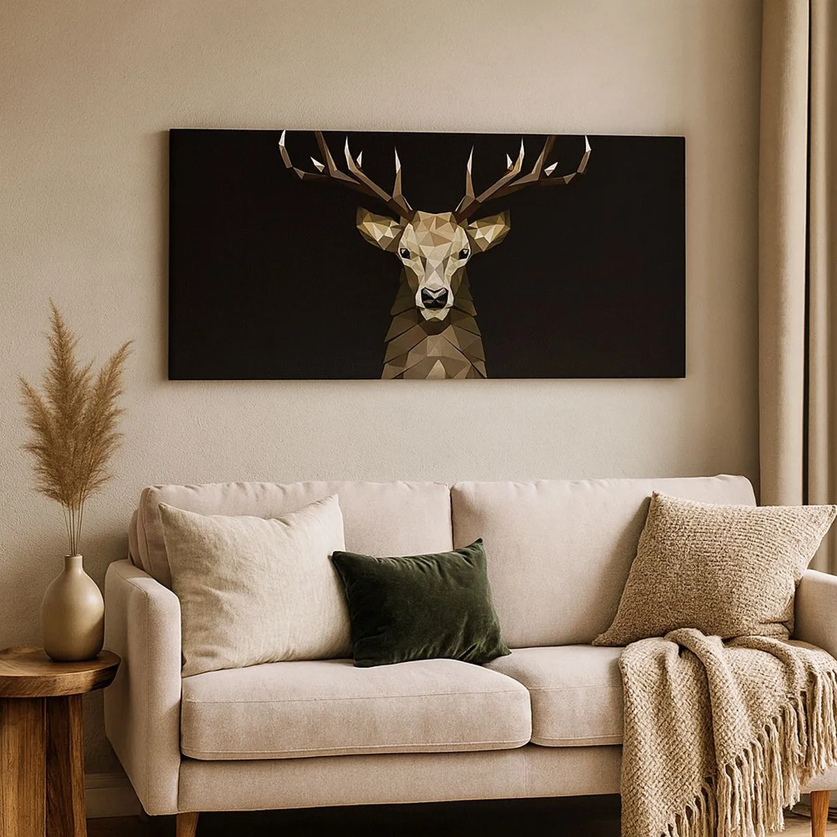 Impression sur toile - Image sur toile - Cerf cubique - 100x40 cm