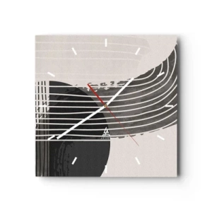 Horloge murale - Pendule murale - Motif abstrait avec des lignes et des formes géométriques - 30x30cm - Aller et retour - Décoration murale moderne pour le salon et la chambre ARTTOR