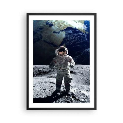 Affiche dans un cadre noir - Poster - Astronaute à la surface de la lune - 50x70cm - Salutations de la lune - Décoration murale moderne pour le salon et la chambre ARTTOR