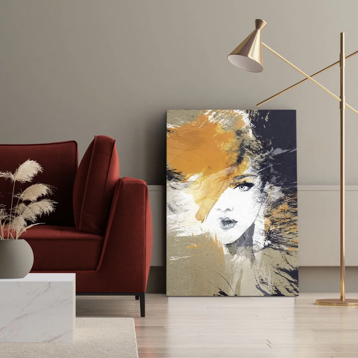 Impression sur toile - Image sur toile - Portrait abstrait d'une femme aux couleurs intenses - 50x70cm - Et la lumière fut - Décoration murale moderne pour le salon et la chambre ARTTOR