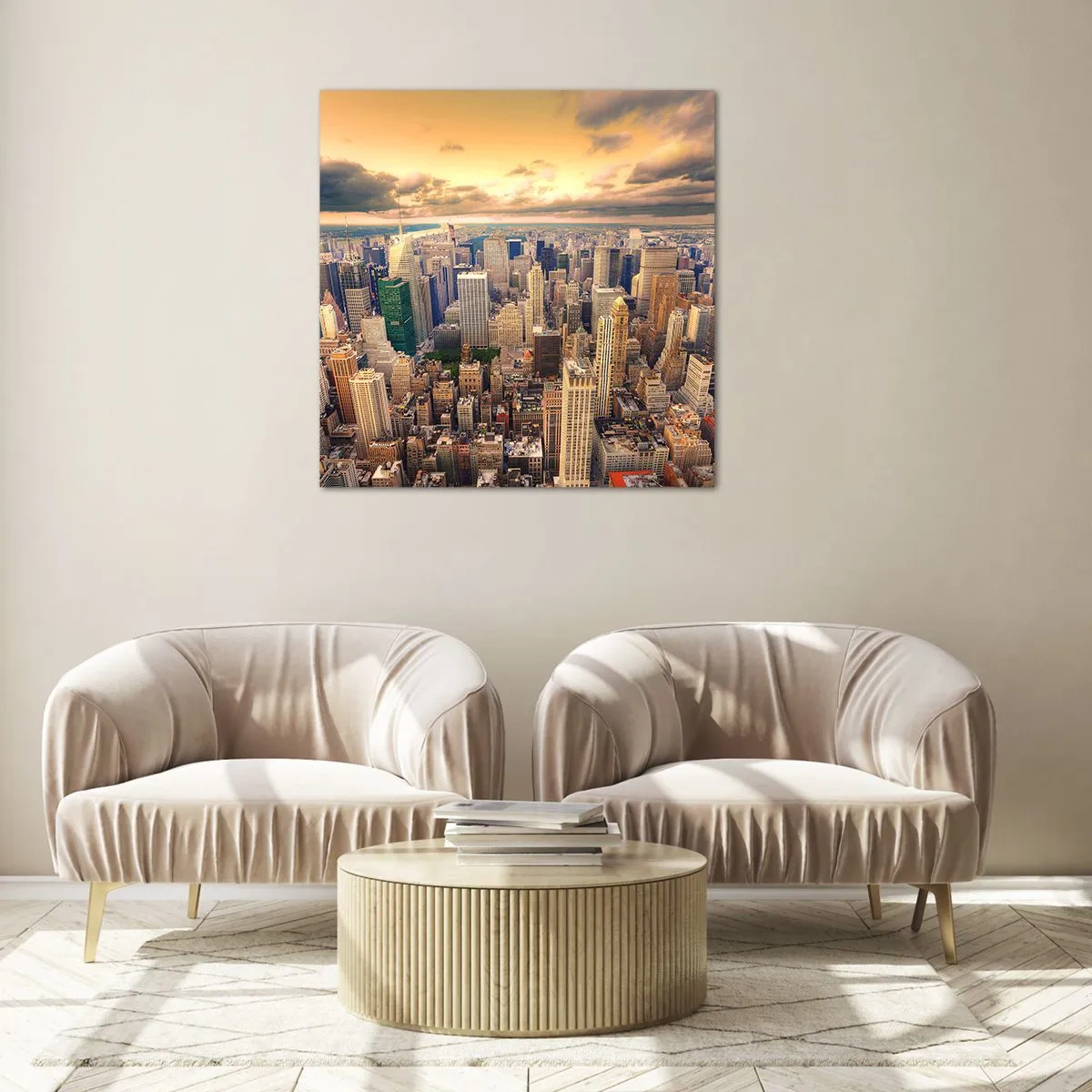 Impression sur verre - Image sur verre - Métropole dorée - 40x40 cm