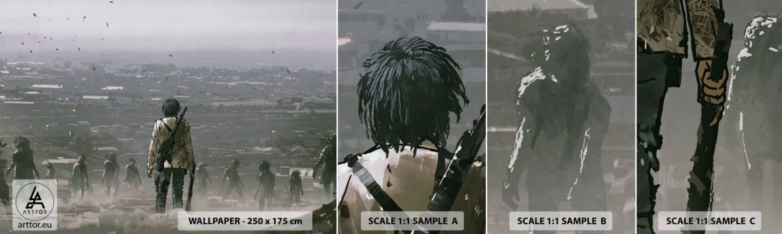 Échantillon de Papier Peint Autocollant Deluxe Sticker - Dernier samaritain ? - Abstraction, Fantaisie, Armée - 100x30 cm