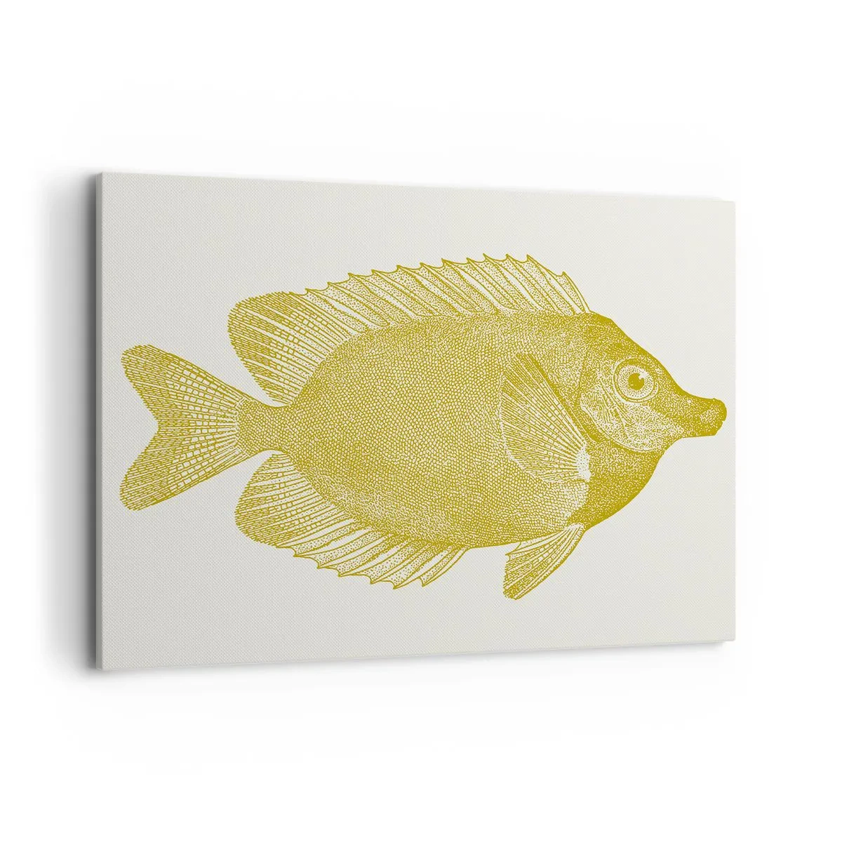 Impression sur toile - Image sur toile - Poisson rouge vintage sur fond clair - 100x70cm - Du poisson et c'est tout - Décoration murale moderne pour le salon et la chambre ARTTOR