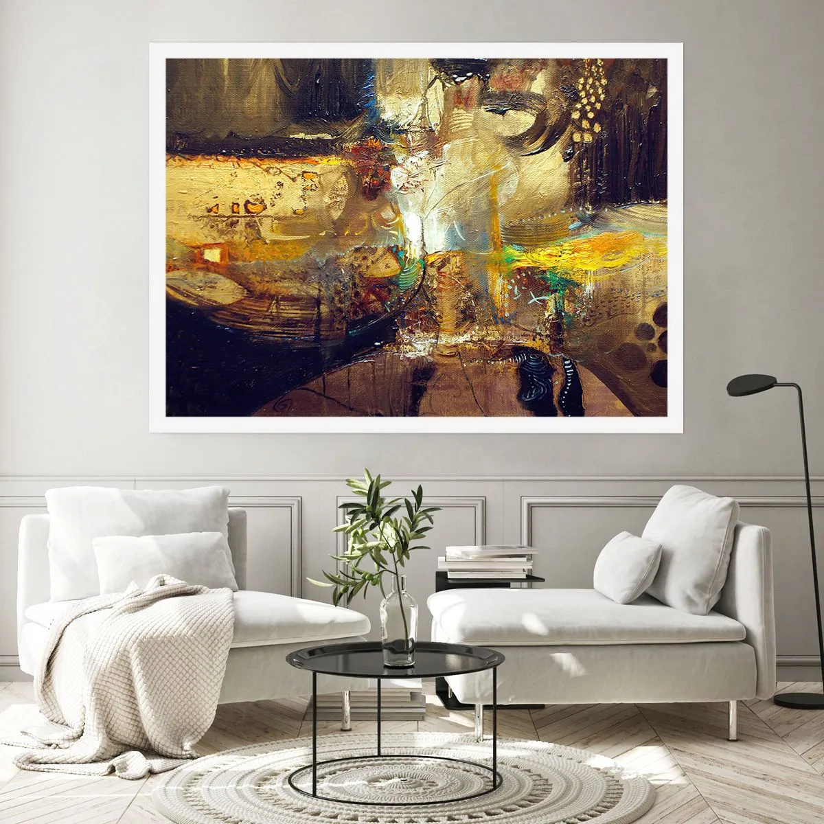 Affiche - Poster - Nature morte abstraite aux couleurs chaudes - 100x70cm - Froid, tiède, chaud - Décoration murale moderne pour le salon et la chambre ARTTOR