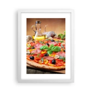 Affiche dans un cadre blanc - Poster - Avec une vraie saveur italienne - 30x40 cm