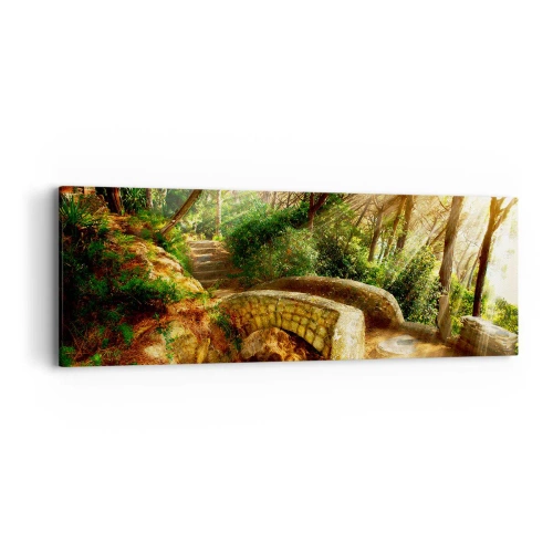 Impression sur toile - Image sur toile - Directement du pont dans une forêt de conte de fées - 90x30 cm