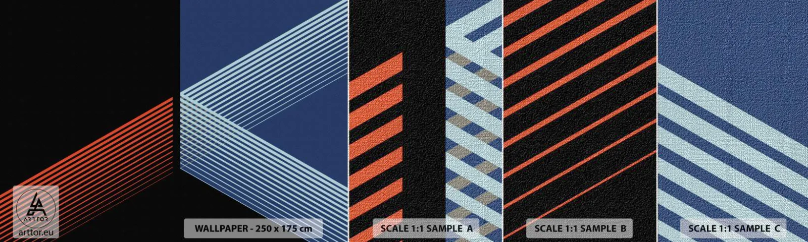 Échantillon de Papier Peint Premium Canvas - Histoire simple - Abstraction, Morceau, Linéaire - 100x30 cm