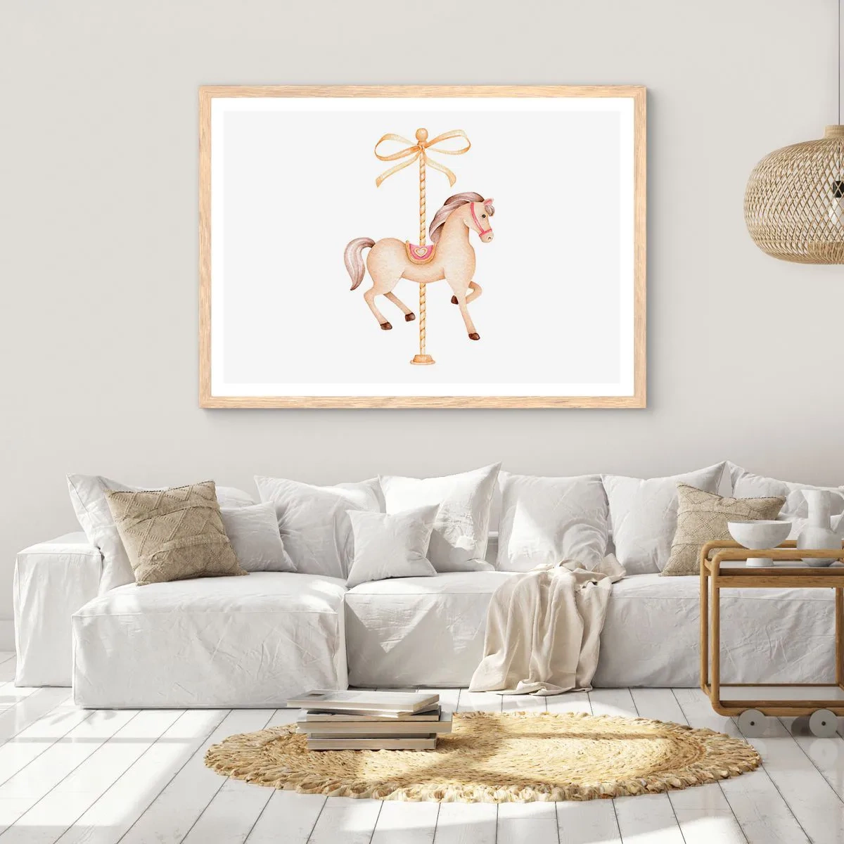 Affiche dans un chêne clair - Poster - Un trot gracieux - 50x40 cm