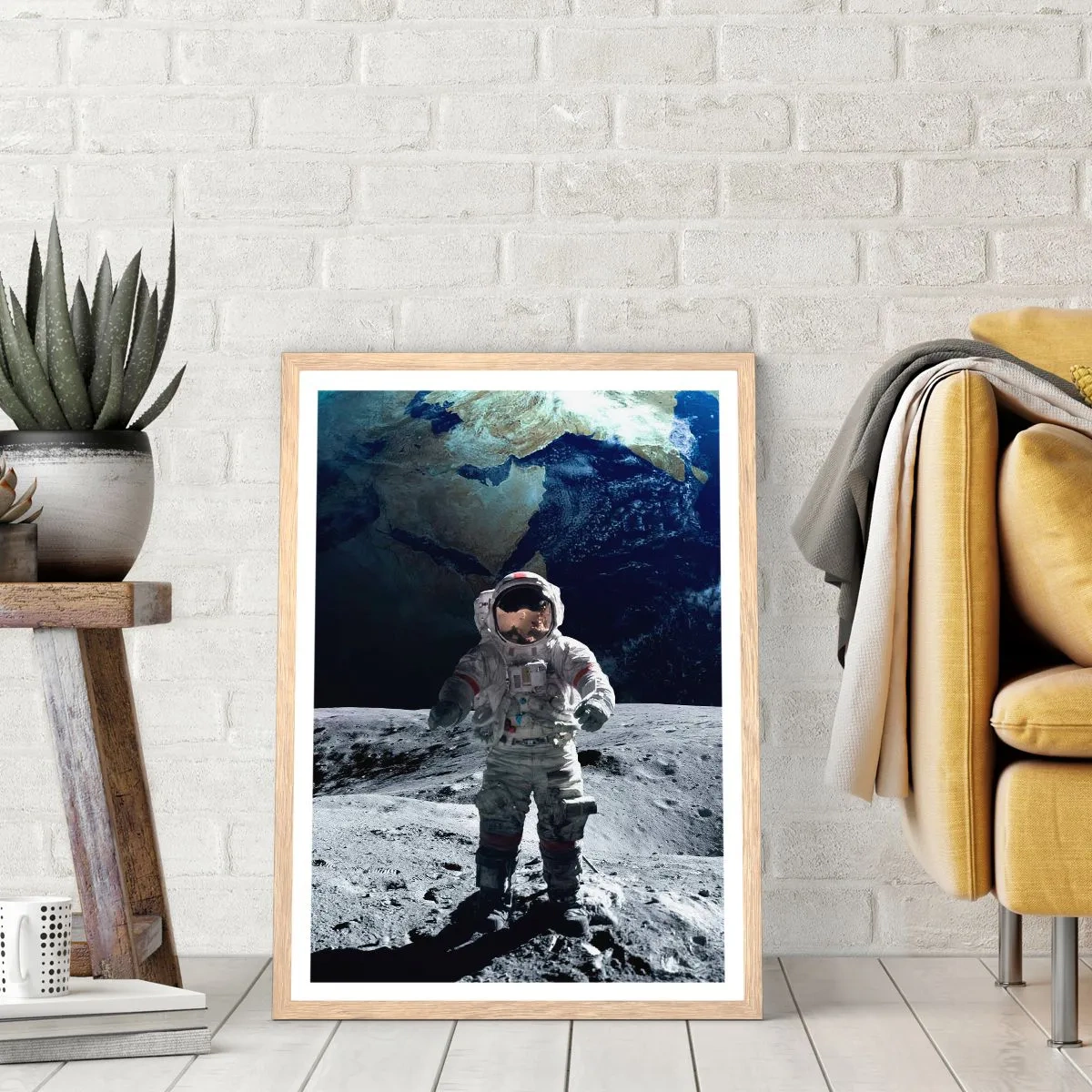 Affiche dans un chêne clair - Poster - Salutations de la lune - 70x100 cm