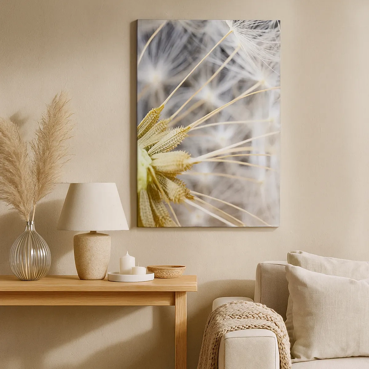 Impression sur toile - Image sur toile - Photographie macro d'un pissenlit aux graines délicates - 50x70cm - Juste avant le départ - Décoration murale moderne pour le salon et la chambre ARTTOR