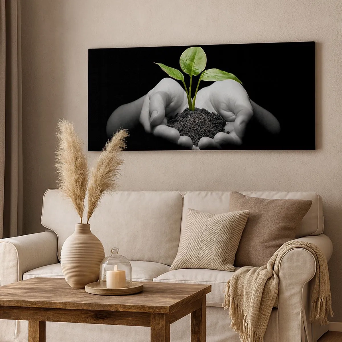 Impression sur toile - Image sur toile - J'aime la nature, je la protège - 100x40 cm