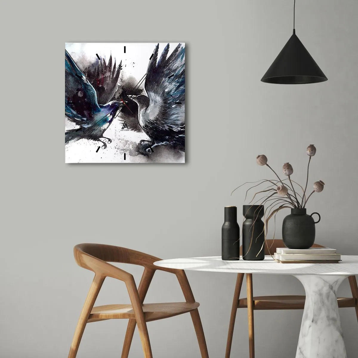 Horloge murale - Pendule murale - Le corbeau des corbeaux - 40x40 cm