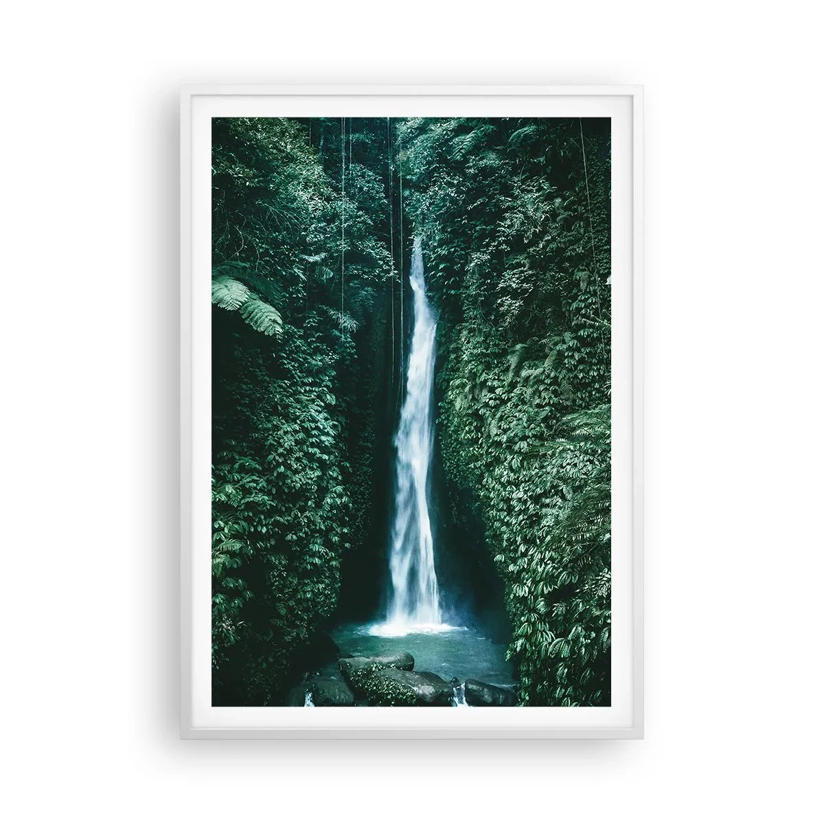 Affiche dans un cadre blanc - Poster - Fontaine tropicale - 70x100 cm