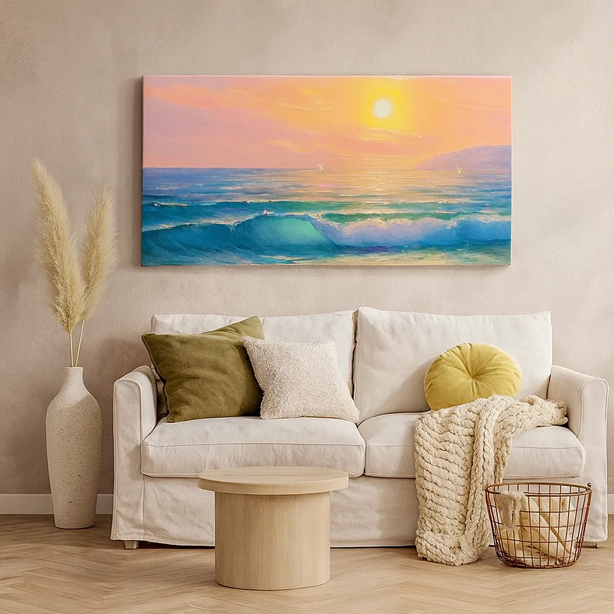 Impression sur toile - Image sur toile - Le chant turquoise des vagues - 30x30 cm